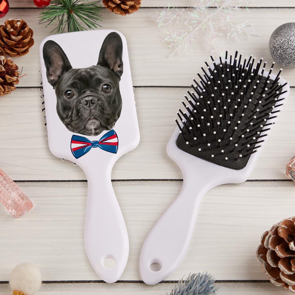 Custom Photo Face Air Cushion Comb Dog Bow Tie Commemorative Gift