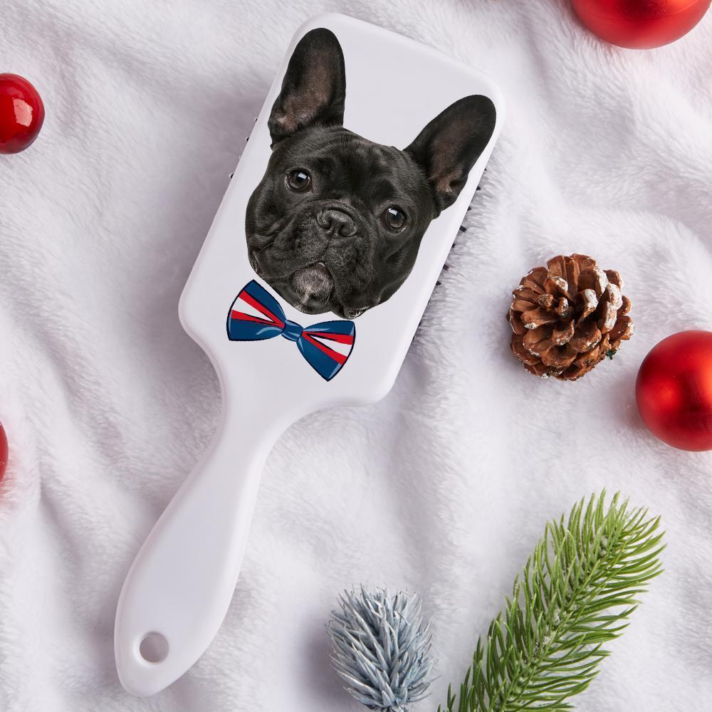 Custom Photo Face Air Cushion Comb Dog Bow Tie Commemorative Gift