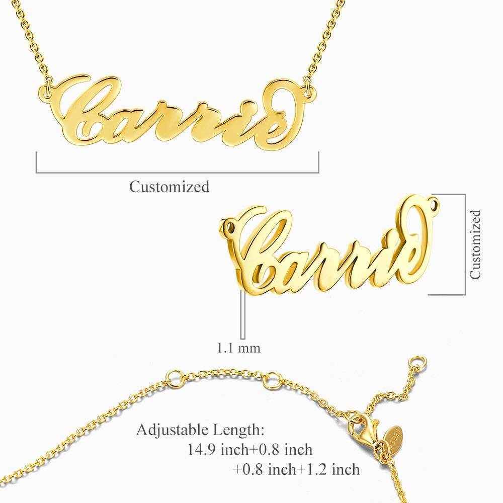 Soufeel Custom 14K Gold Carrie Name Necklace - Gift Ideas for Her- Personalized Name Necklace - Custom Name Plate Necklace  - 14k Gold Name Chain