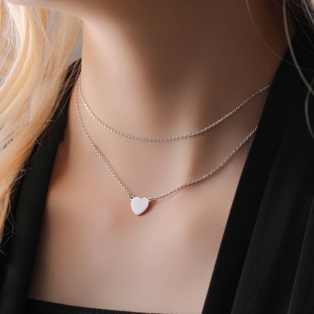 Heart Pendant Choker Clavicle Necklaces Silver - soufeelus
