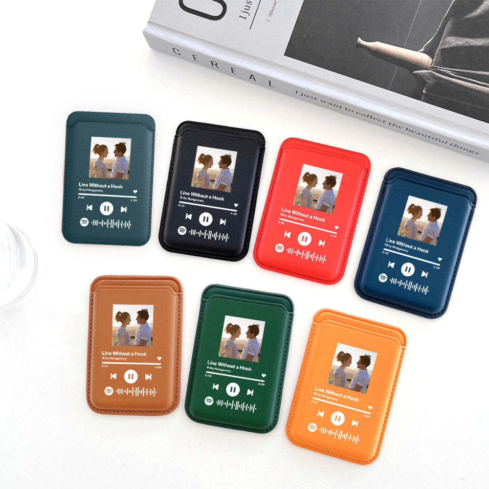 Personalized Leather MagSafe Wallet Custom Spotify Code MagSafe Card Holder for iPhone - soufeelus