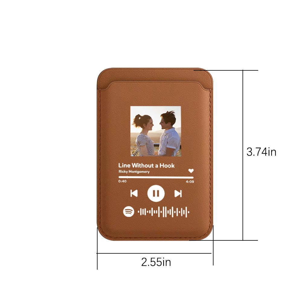 Personalized Leather MagSafe Wallet Custom Spotify Code MagSafe Card Holder for iPhone - soufeelus