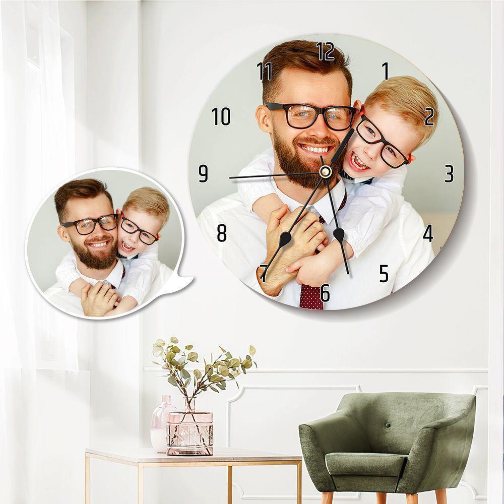 Photo Wall Clock Round Gift for Father - soufeelus