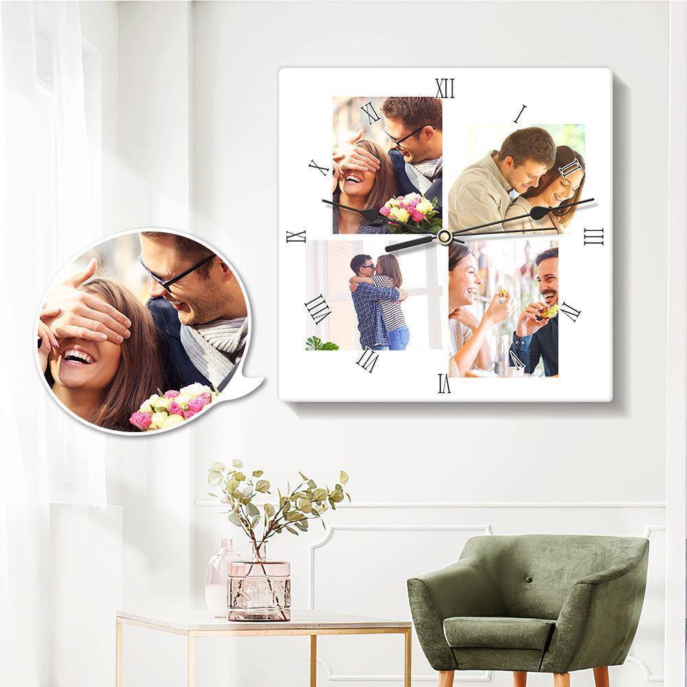 Multiphoto Wall Clock Square for Couples - soufeelus