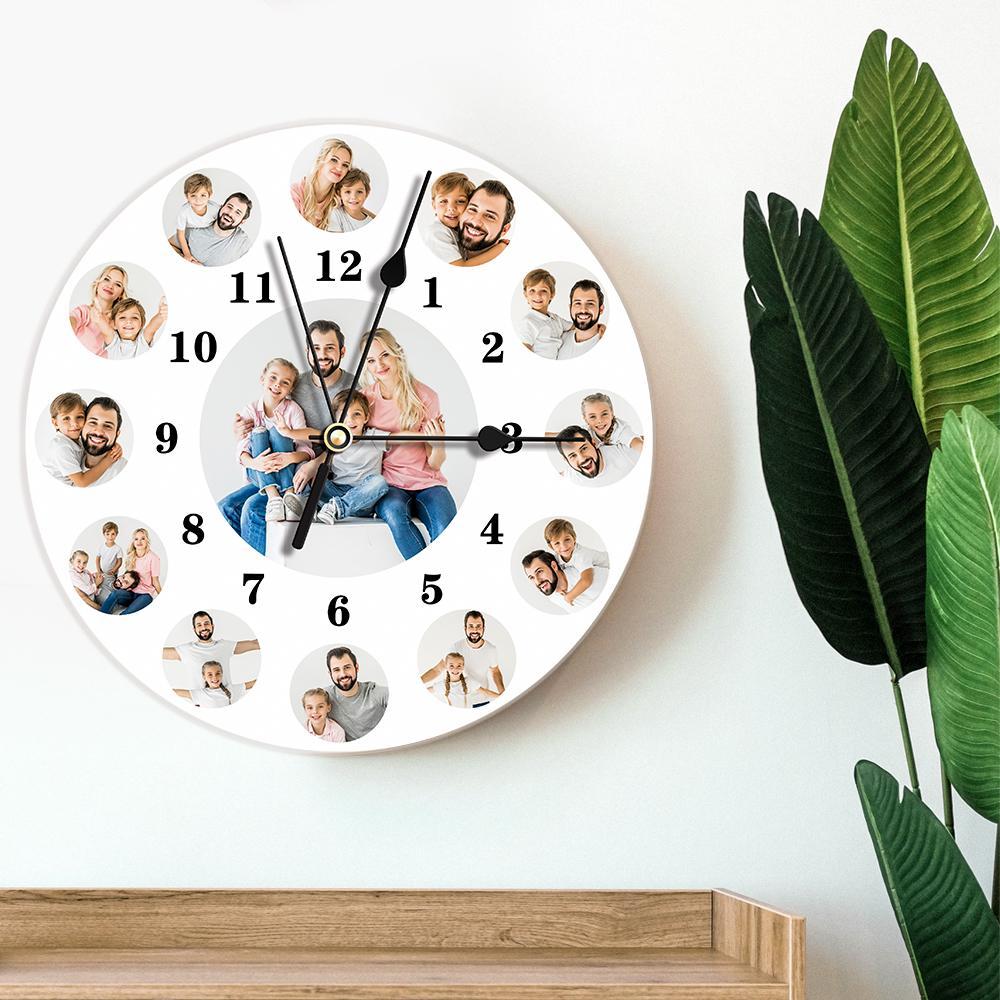 Custom Photo Clock Personalized Wall Clock with Multiple Photos - soufeelus