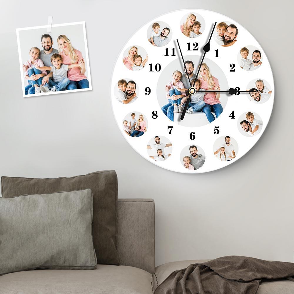 Custom Photo Clock Personalized Wall Clock with Multiple Photos - soufeelus