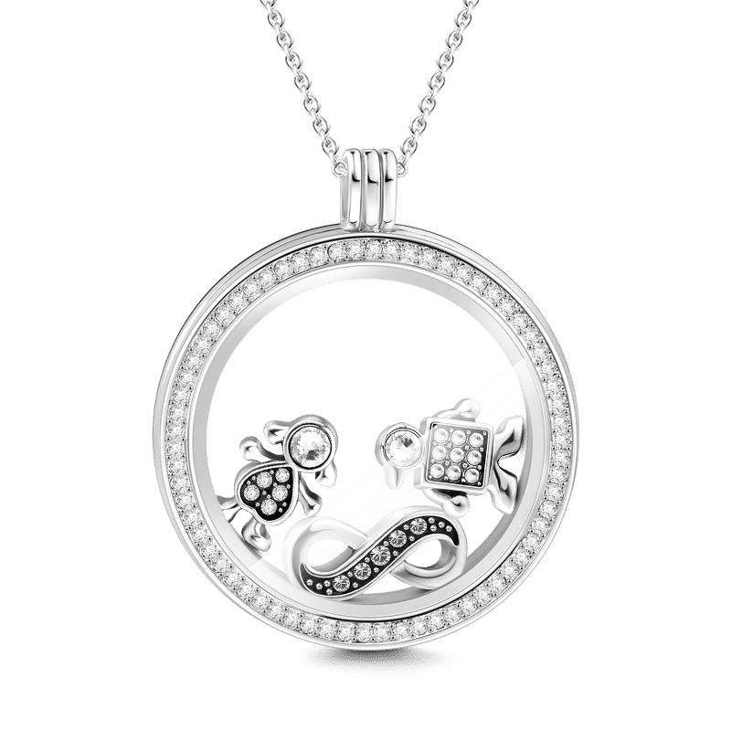 Soufeel Crystal Boy and Girl Infinity Petite Locket Charms Set Silver - soufeelus