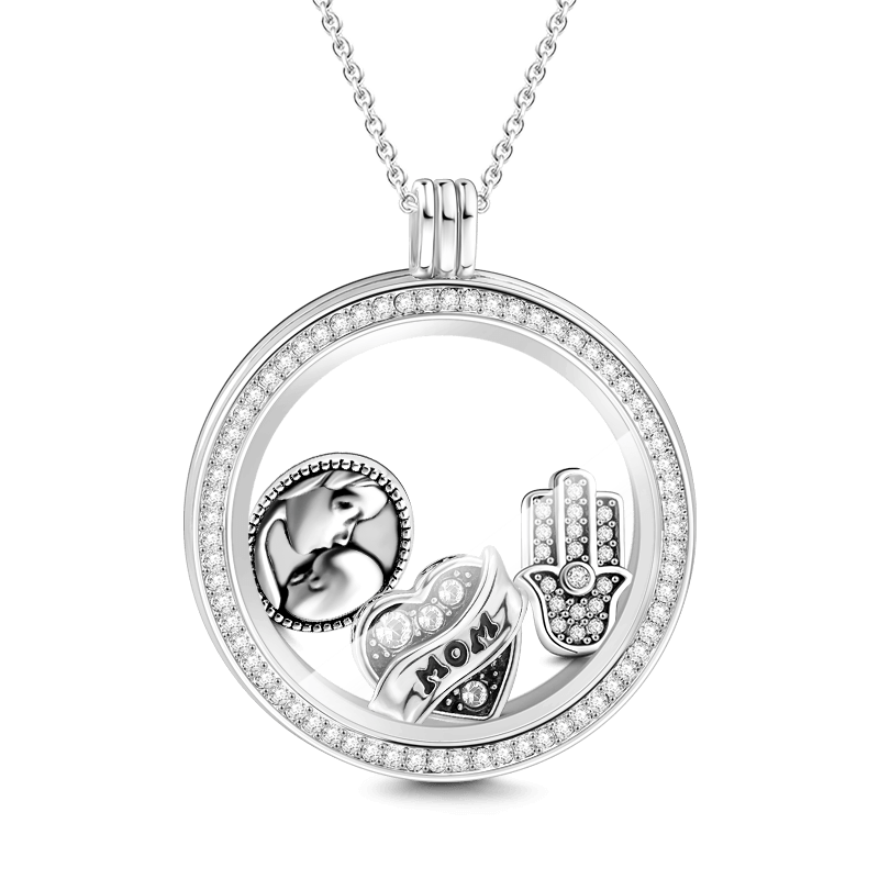 Soufeel Crystal Love My Baby Petite Locket Charms Set Silver - soufeelus