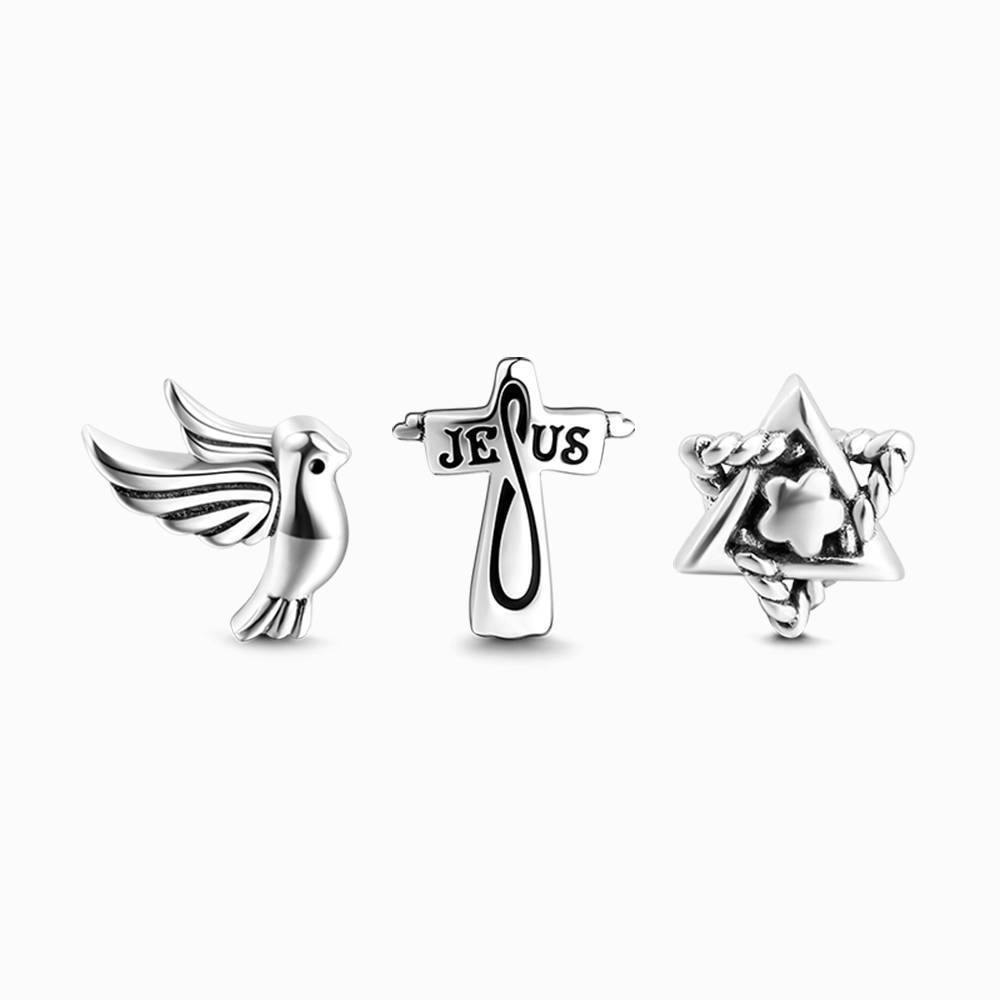 Believe in Jesus Petite Locket Charms Set Silver - soufeelus