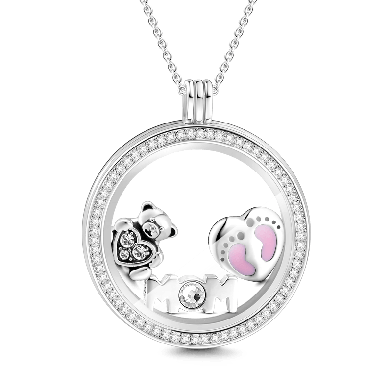 Soufeel Crystal Mom and Baby Petite Locket Charms Set Silver - soufeelus