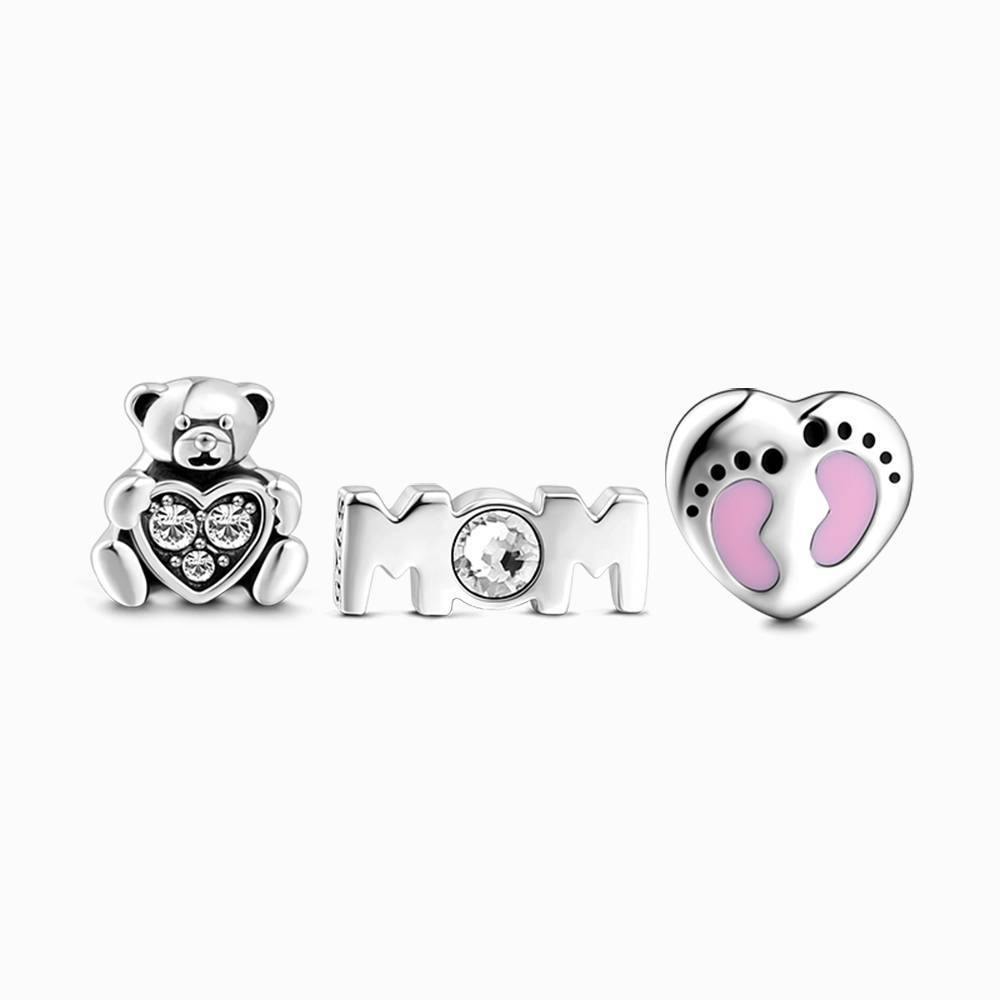 Soufeel Crystal Mom and Baby Petite Locket Charms Set Silver - soufeelus