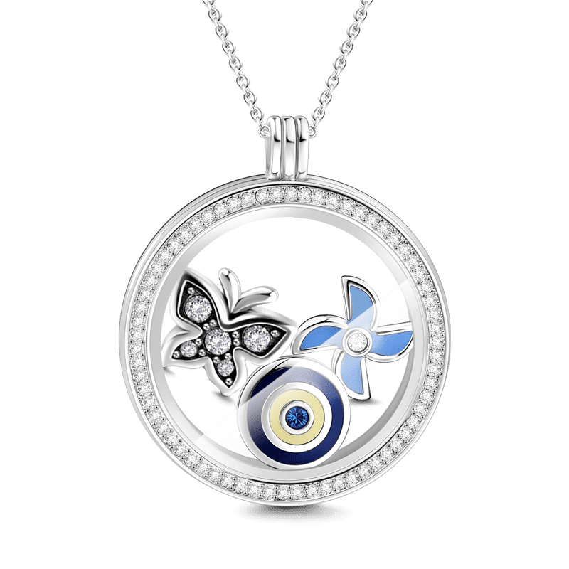 Soufeel Crystal Windmill and Butterfly Petite Locket Charms Set Silver - soufeelus