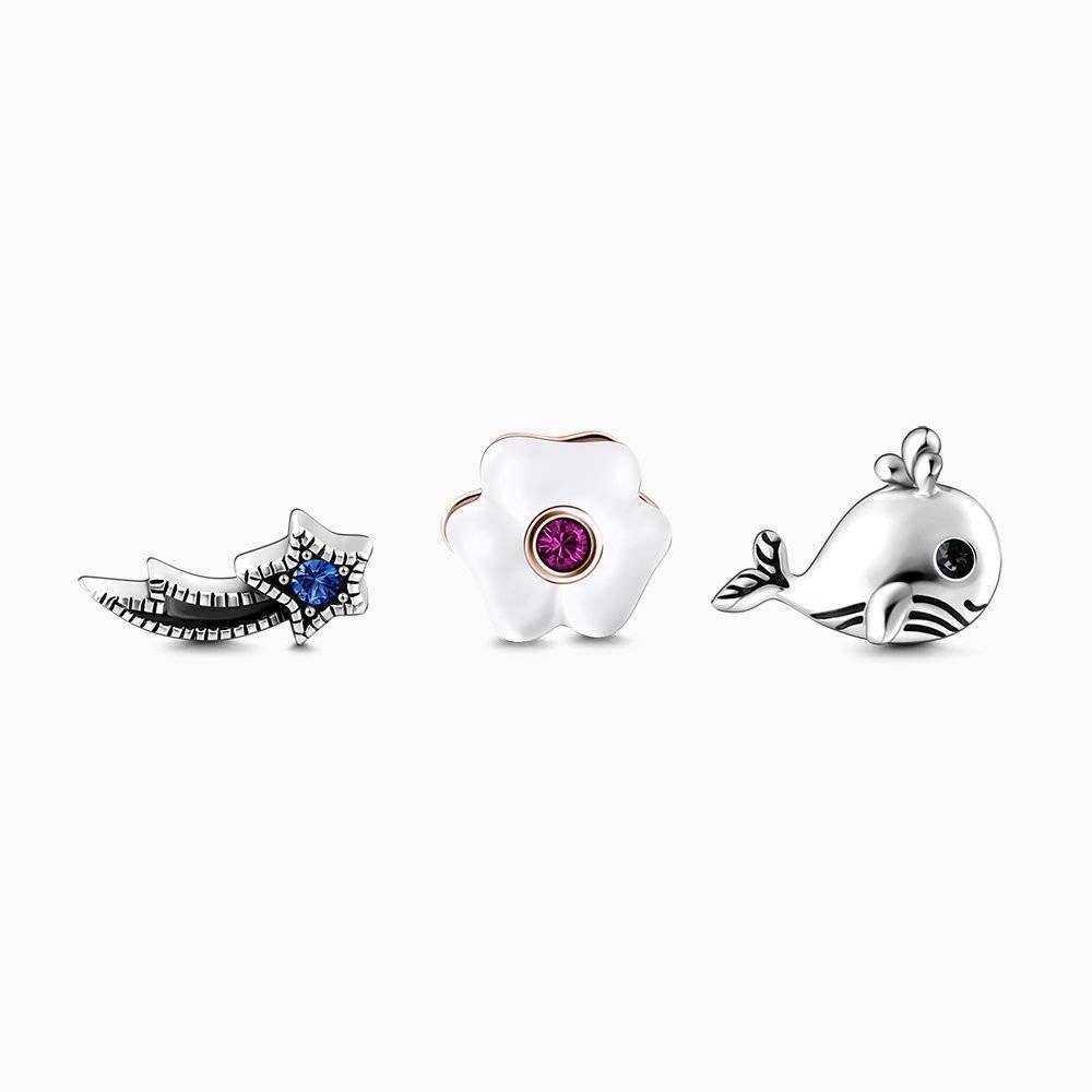 Soufeel Crystal Whale Petite Locket Charms Set Silver - soufeelus