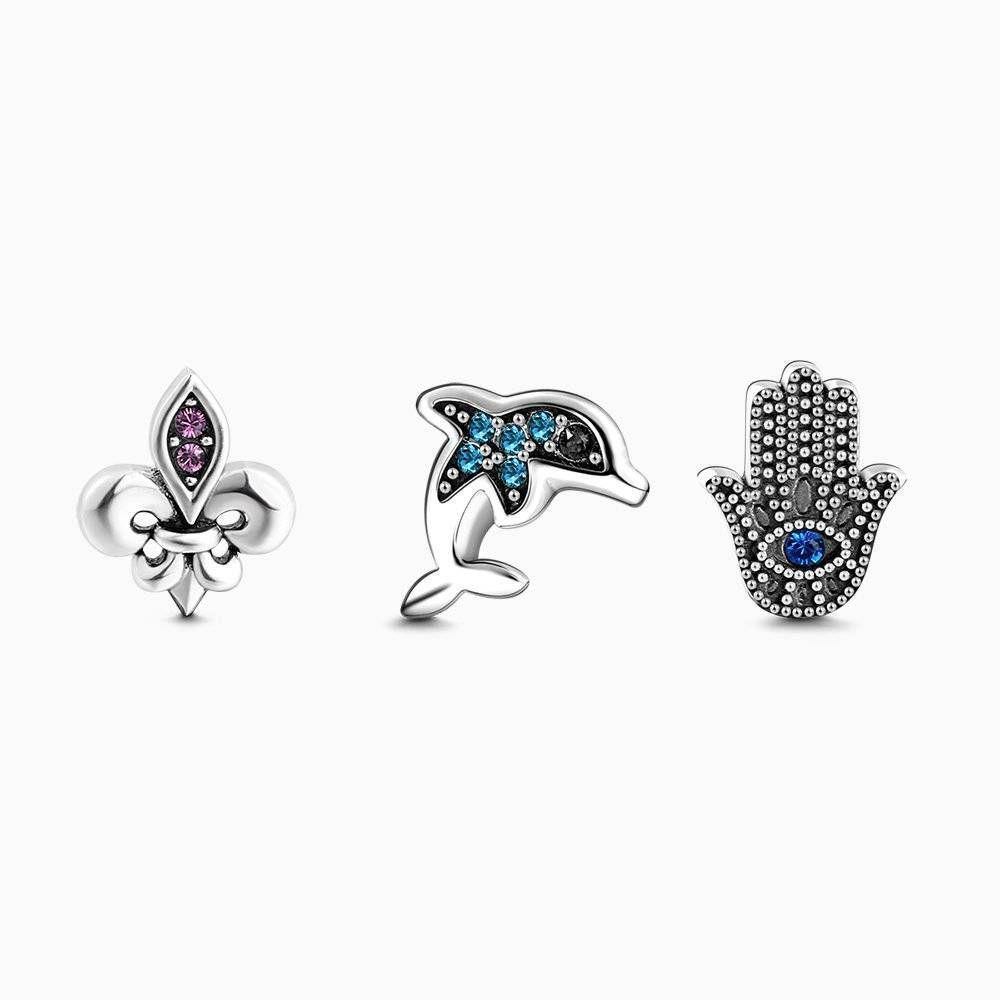 Soufeel Crystal Dolphin Petite Locket Charms Set Silver - soufeelus