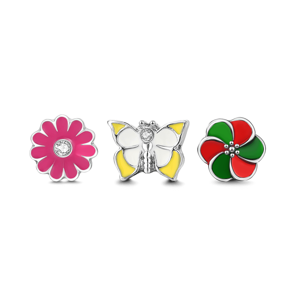 Butterfly Loves Flower Petite Locket Charms Set - soufeelus