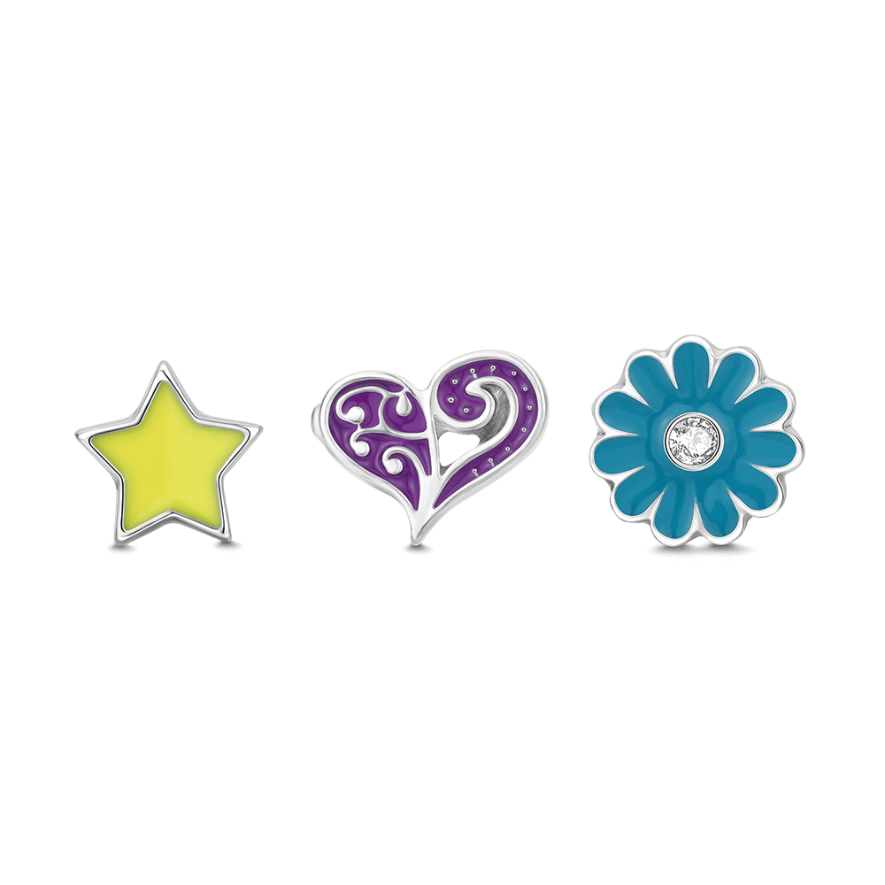 Star and Flower Petite Locket Charms Set - soufeelus