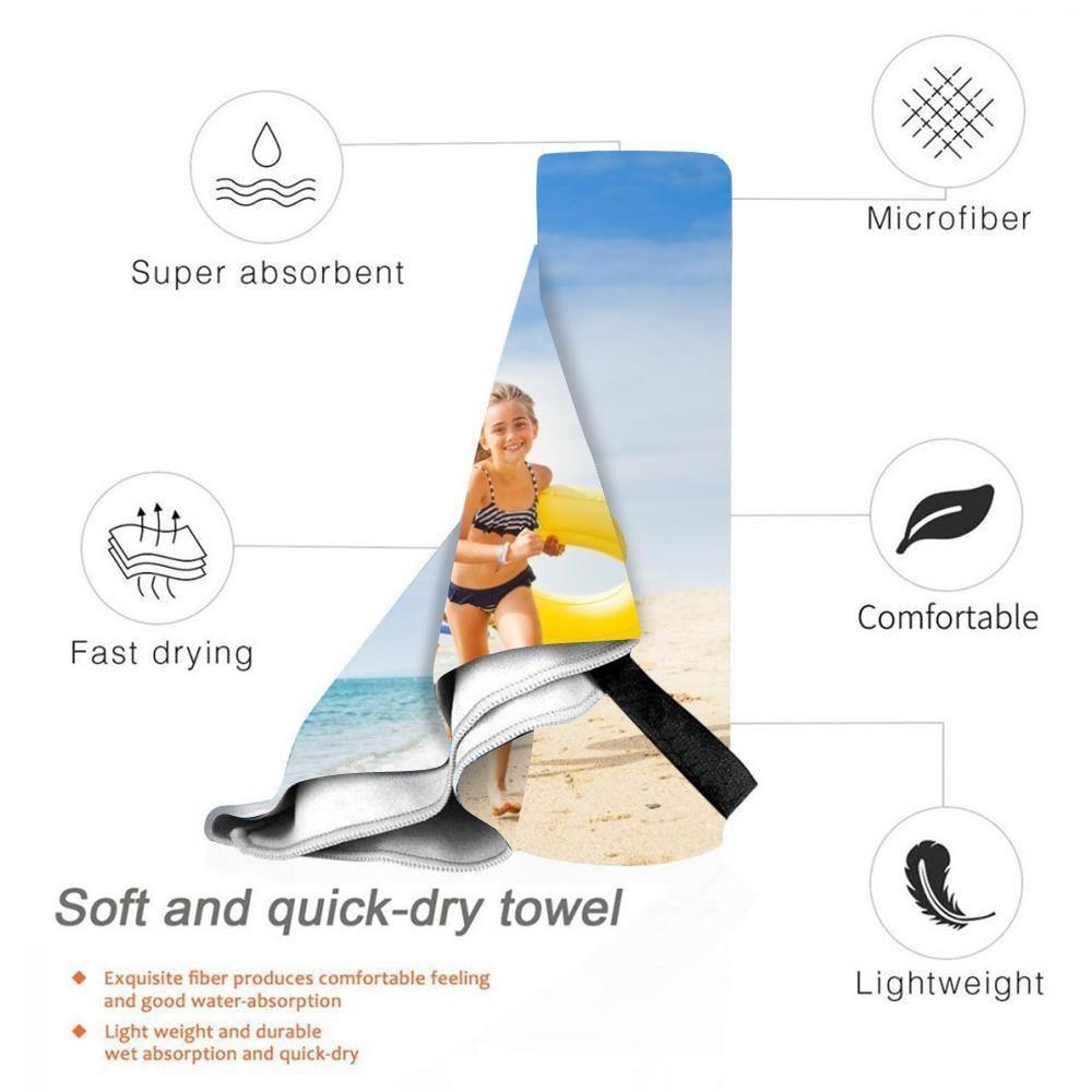 Custom Photo Beach Towel Personalised Beach Towel Custom Gift for Your Girlfriend - 70*140cm - soufeelus