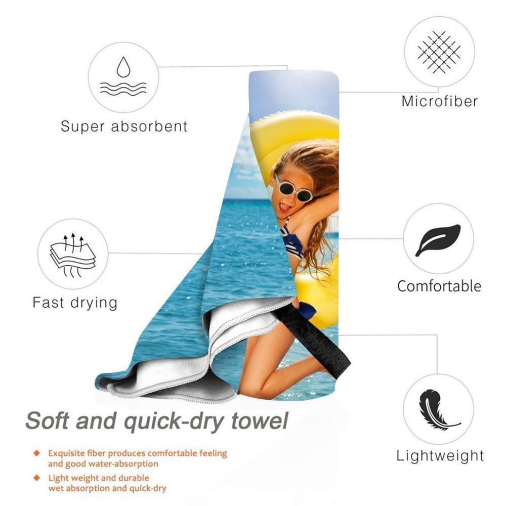 Custom Photo Beach Towel Personalised Beach Towel Custom Gift for Summer Vacation -80*160cm - soufeelus