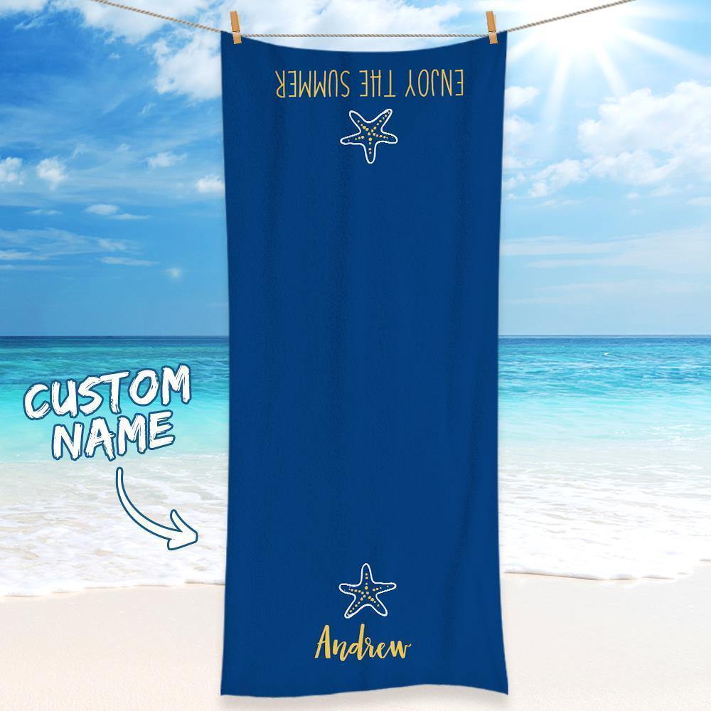 Personalised Towel Engraved with Name Blue - soufeelus