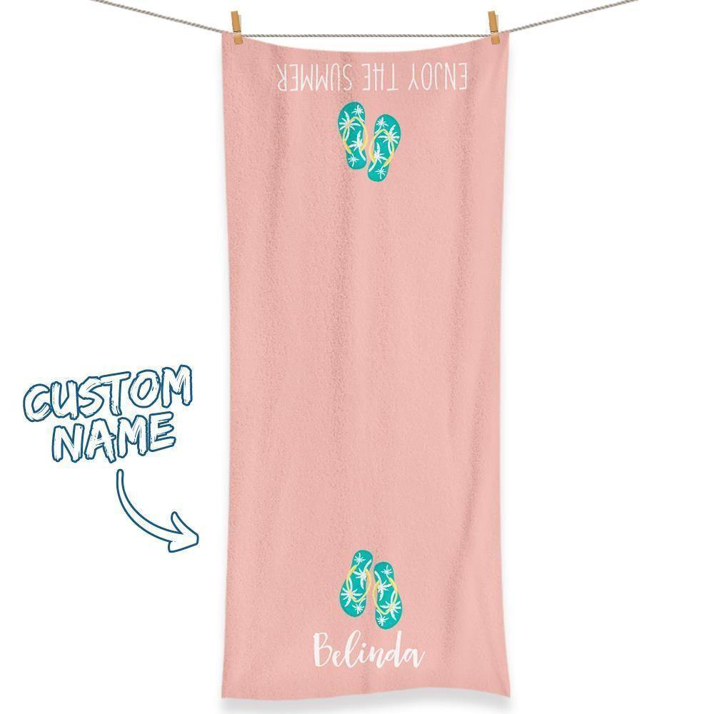 Personalised Towel Engraved with Name Pink for Girls - soufeelus