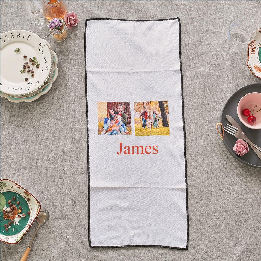 Custom Photo And Engraved Tea Towel Kitchen Decor Gift For Hostess