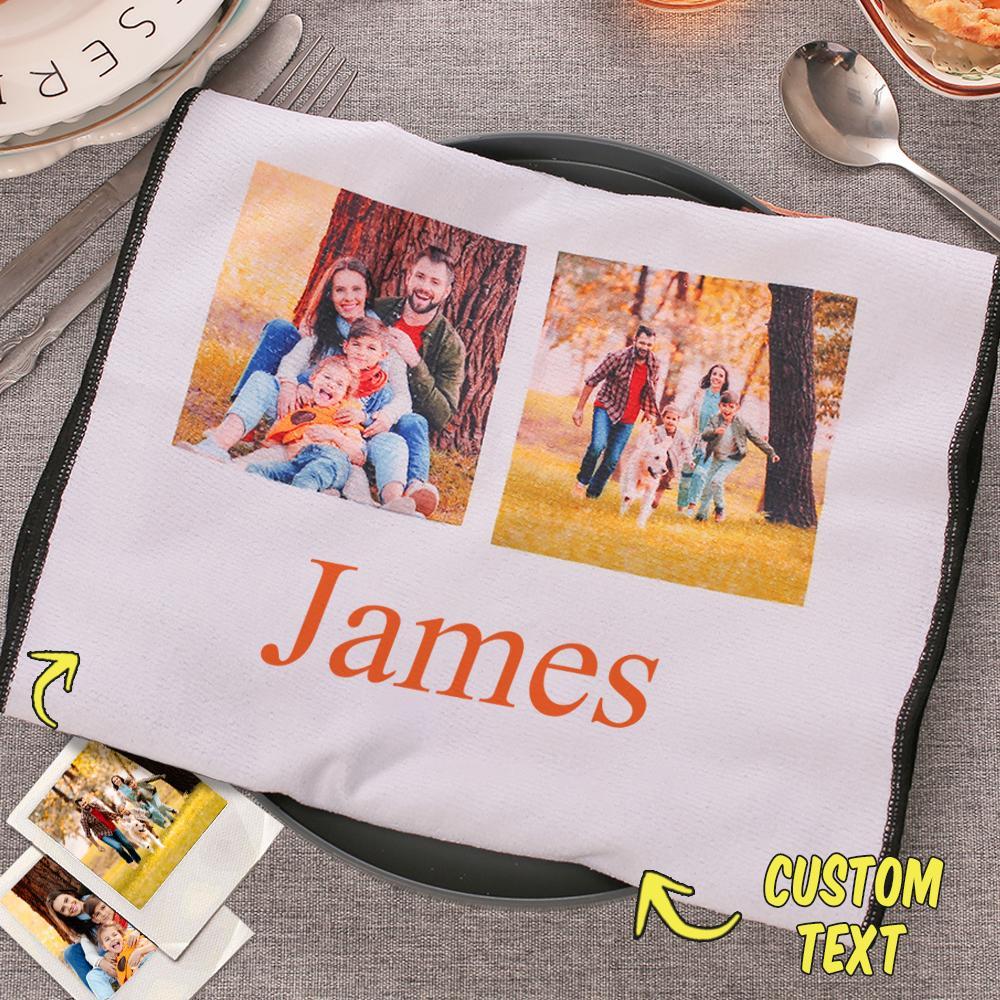 Custom Photo And Engraved Tea Towel Kitchen Decor Gift For Hostess