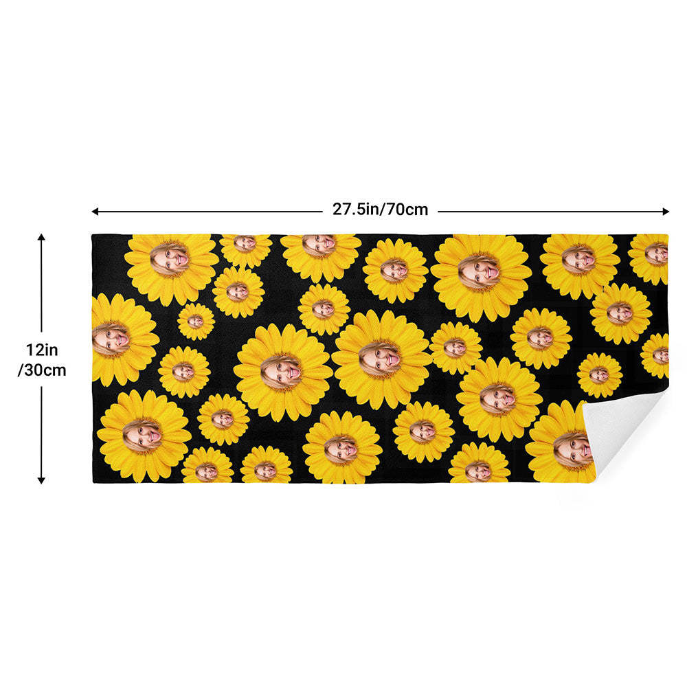 Custom Faces Sunflower Towel Personalized Photo Towel Funny Gift - 