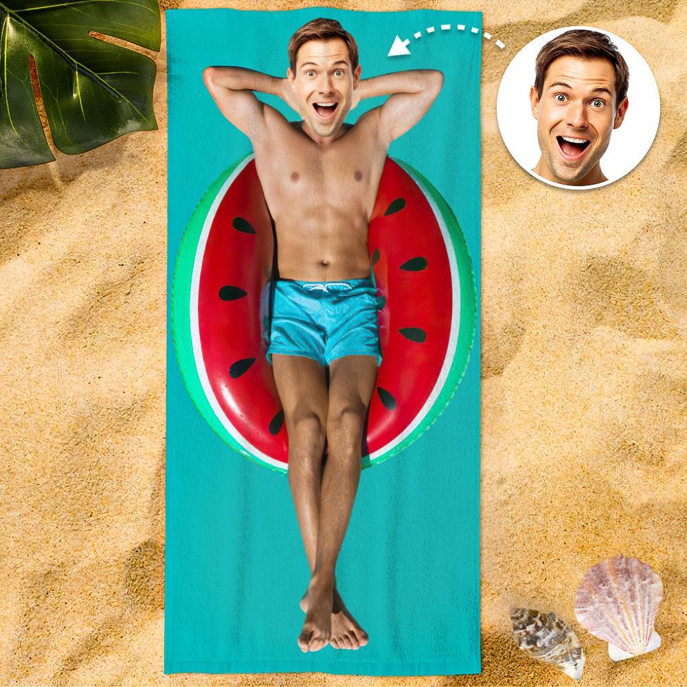 Custom Photo Face Beach Towel Face Towel With Your Dream Body Best Friend Gift 80*160cm - soufeelus