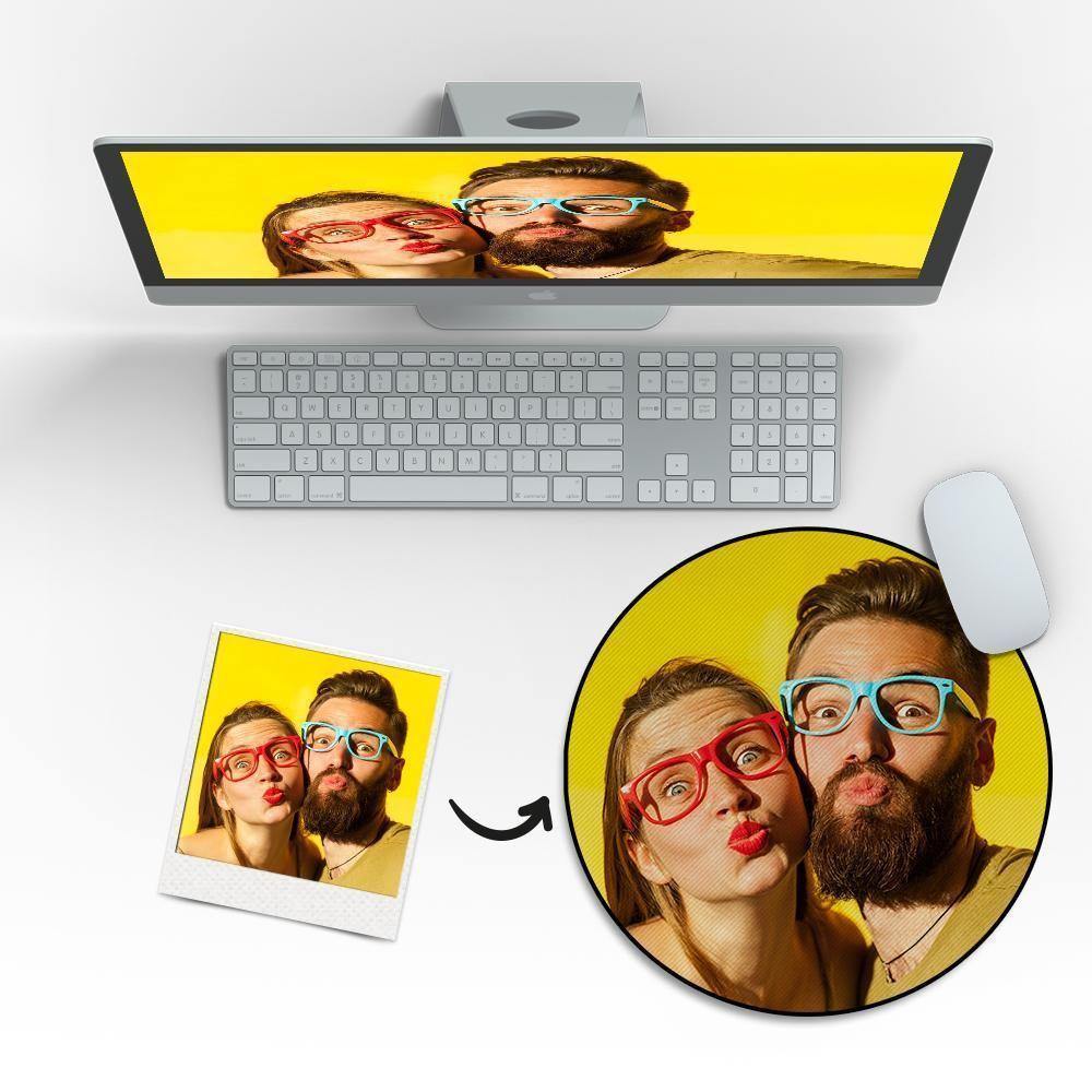 Custom Photo Round Mouse Pad Gifts for Couples - soufeelus