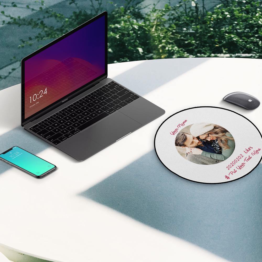 Custom Photo Round Mouse Pad Lovers' Souvenirs - soufeelus