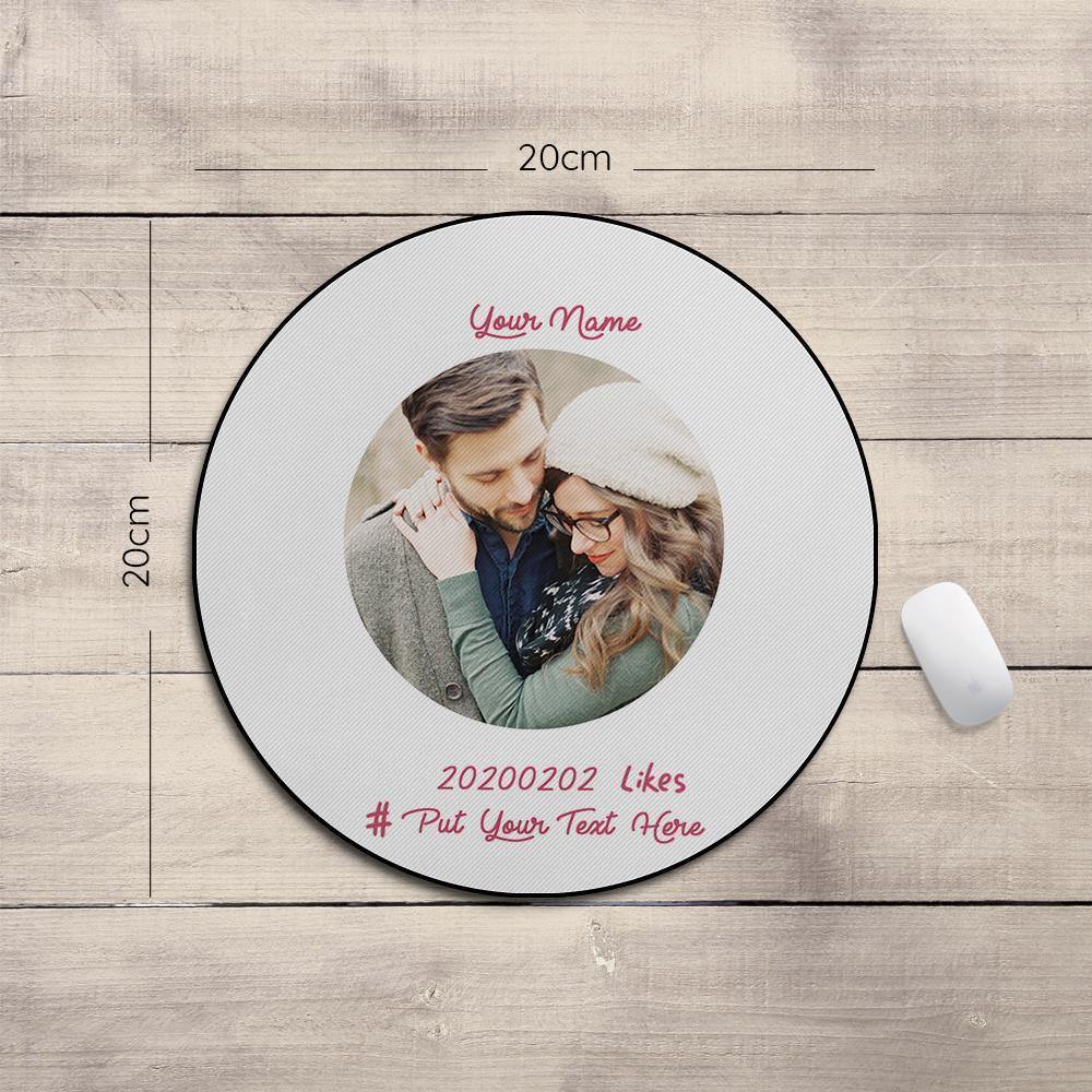 Custom Photo Round Mouse Pad Lovers' Souvenirs - soufeelus