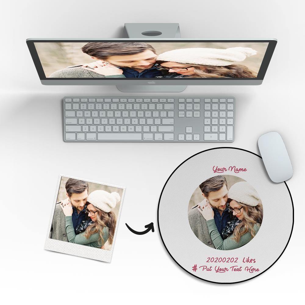 Custom Photo Round Mouse Pad Lovers' Souvenirs - soufeelus