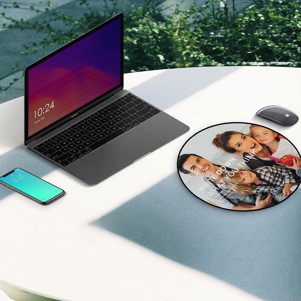 Custom Photo Round Mouse Pad Family Gifts - soufeelus