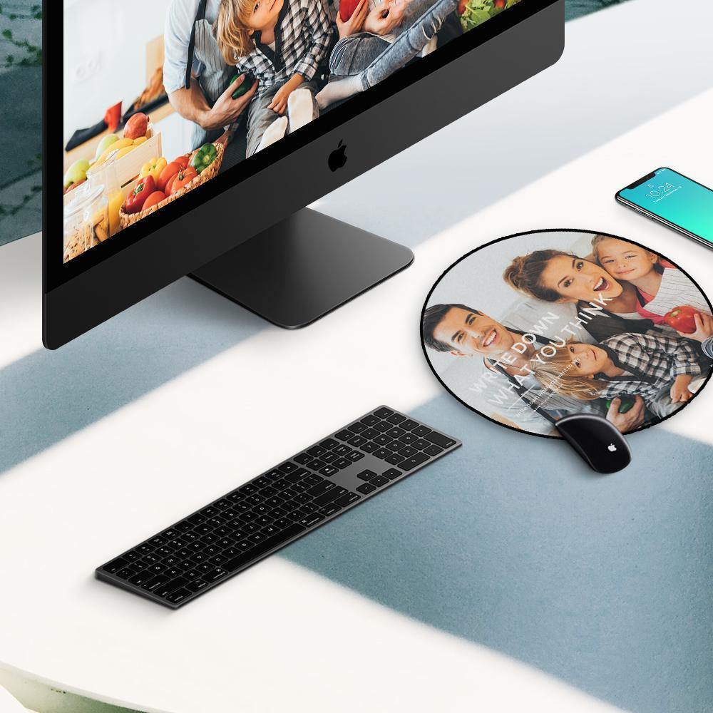 Custom Photo Round Mouse Pad Family Gifts - soufeelus