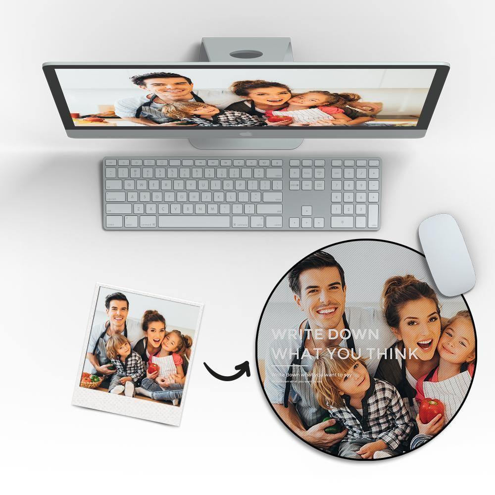 Custom Photo Round Mouse Pad Family Gifts - soufeelus