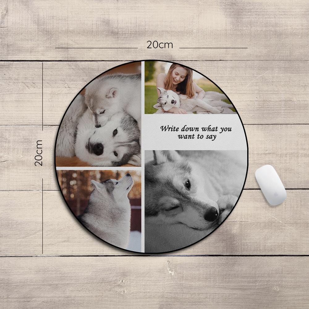 Custom Photo Round Mouse Pad Cute Pet - soufeelus