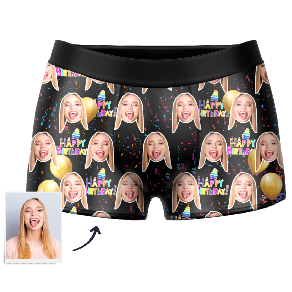 Custom Photo Boxer,Happy Birthday Face Underwear - Men - soufeelus