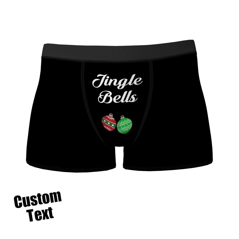 Custom Engraved Boxer Jingle Bells Underwear Christmas Gift for Men