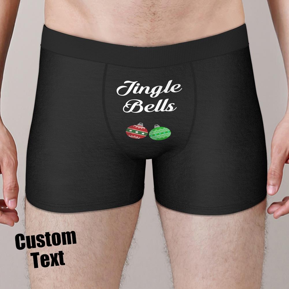 Custom Engraved Boxer Jingle Bells Underwear Christmas Gift for Men