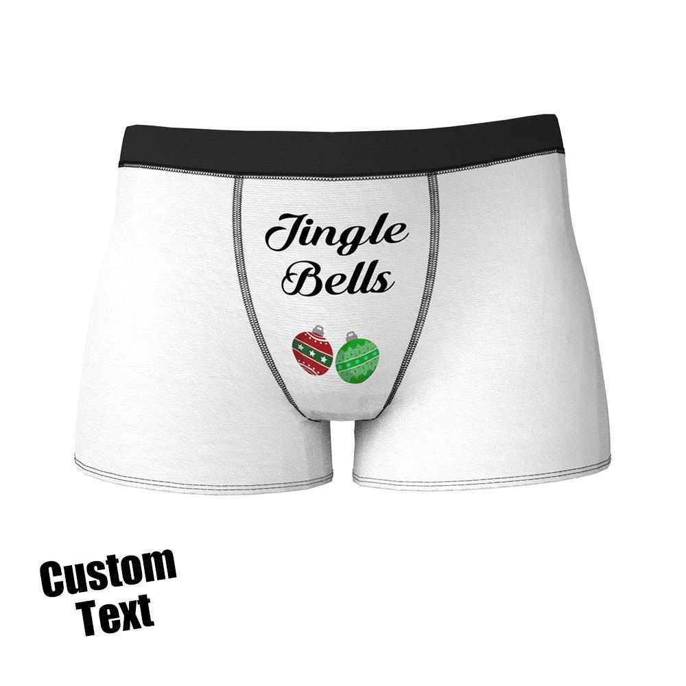 Custom Engraved Boxer Jingle Bells Underwear Christmas Gift for Men