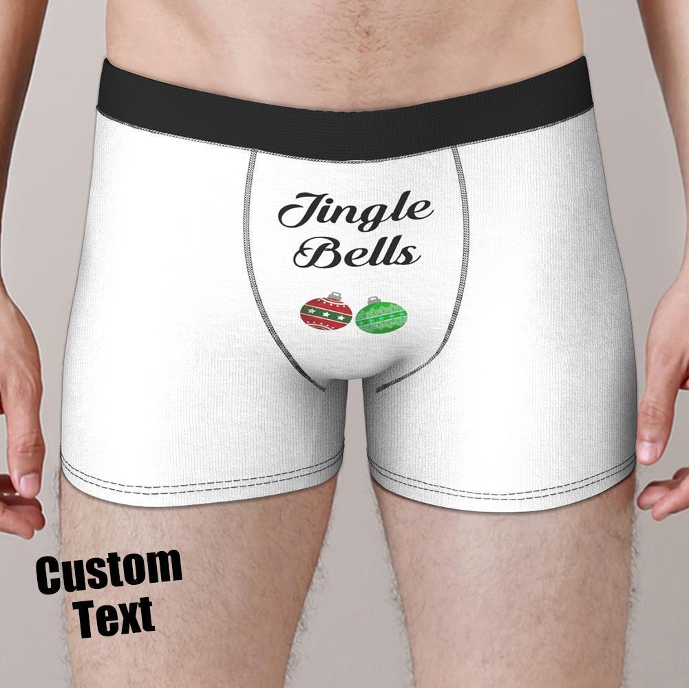 Custom Engraved Boxer Jingle Bells Underwear Christmas Gift for Men