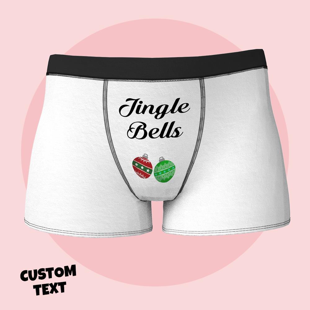 Custom Engraved Boxer Jingle Bells Underwear Christmas Gift for Men