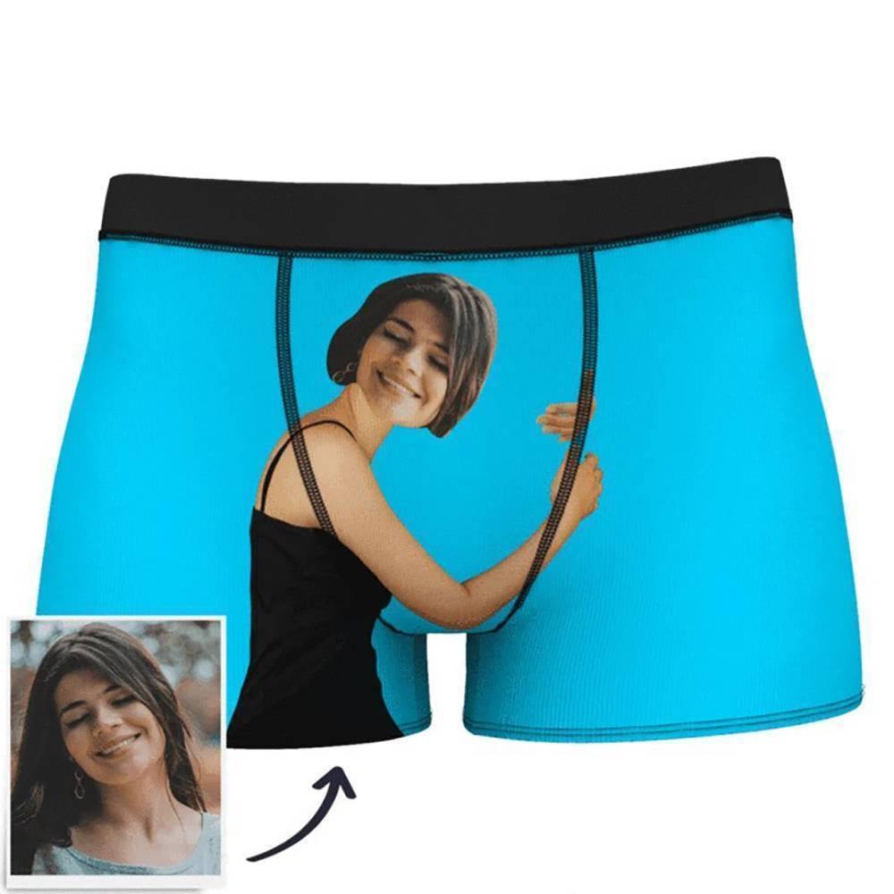 Custom Photo Boxer, Girlfriend Hugs Boxer Shorts - Brown Skin - soufeelus