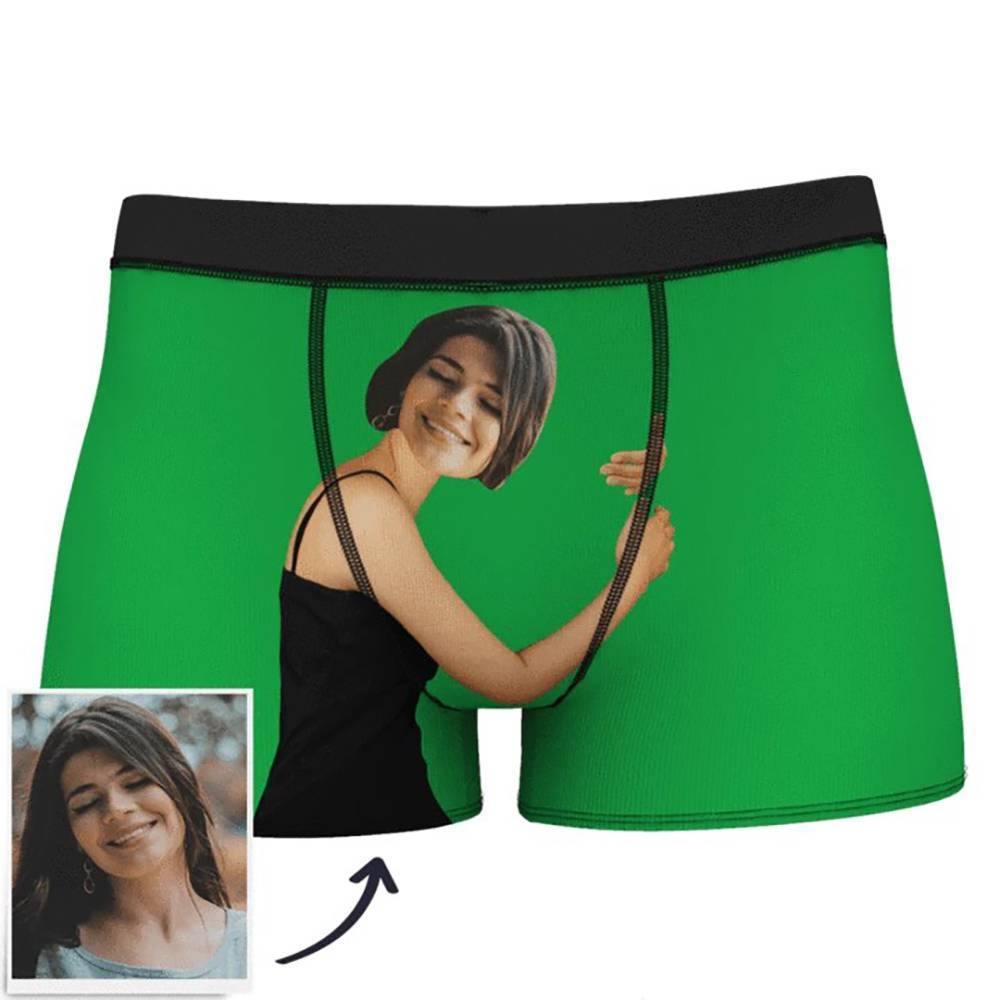 Custom Photo Boxer, Girlfriend Hugs Boxer Shorts - Brown Skin - soufeelus