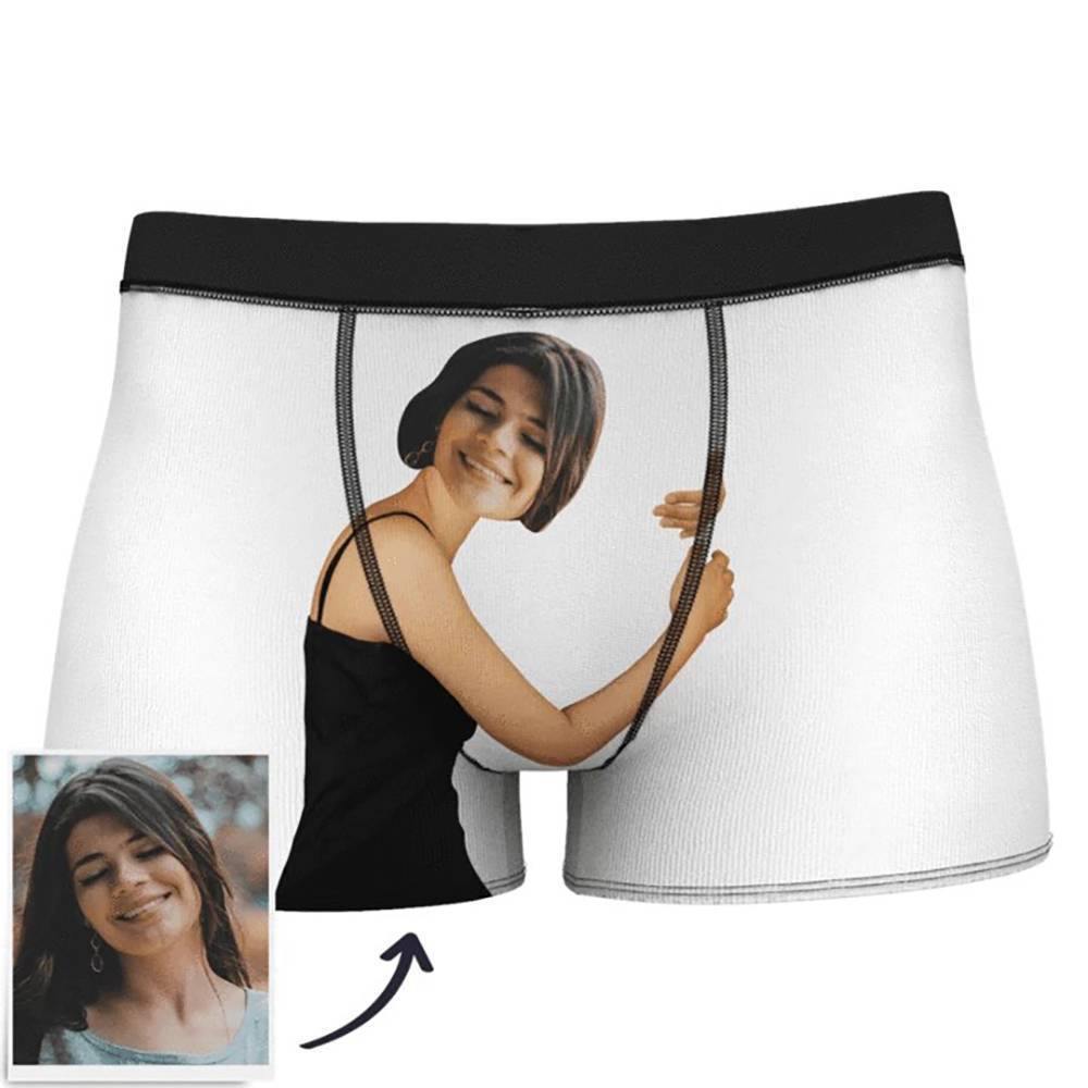 Custom Photo Boxer, Girlfriend Hugs Boxer Shorts - Brown Skin - soufeelus