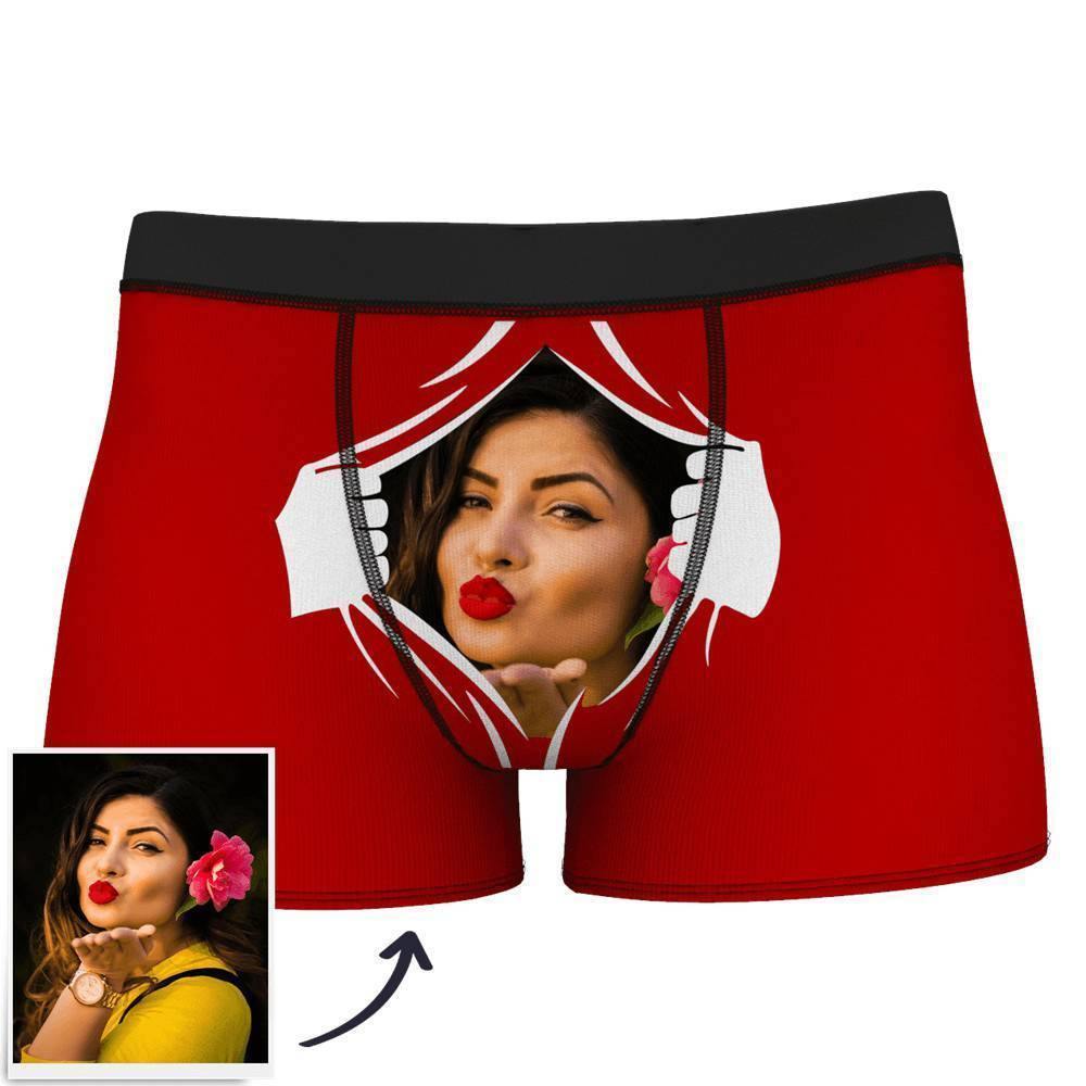 Custom Face on Tearing Boxer Shorts - Men's - soufeelus