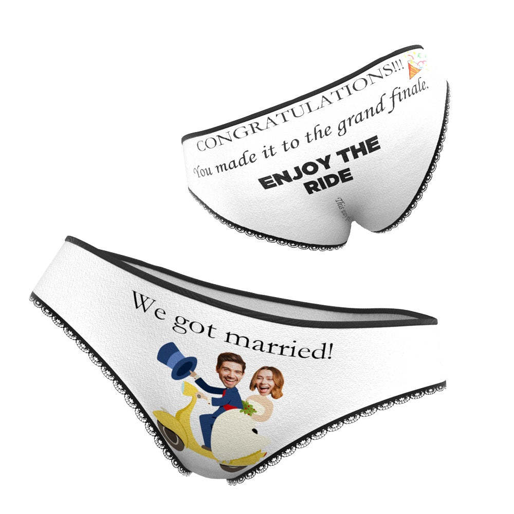 Custom Face Underwear Funny Wedding Panties Personalized Honeymoon Gift - 