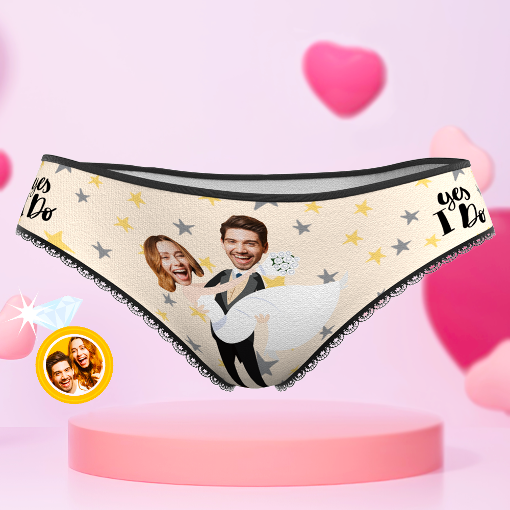 Custom Face Underwear Personalized Yes I Do Panties Wedding Gift - 