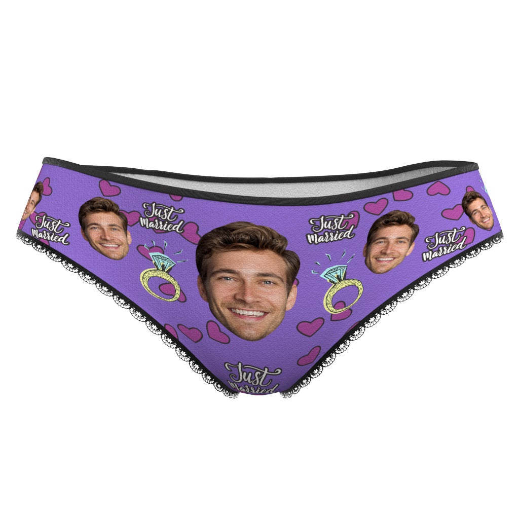 Custom Face Underwear Personalized Just Married Panties Gift for Her -
