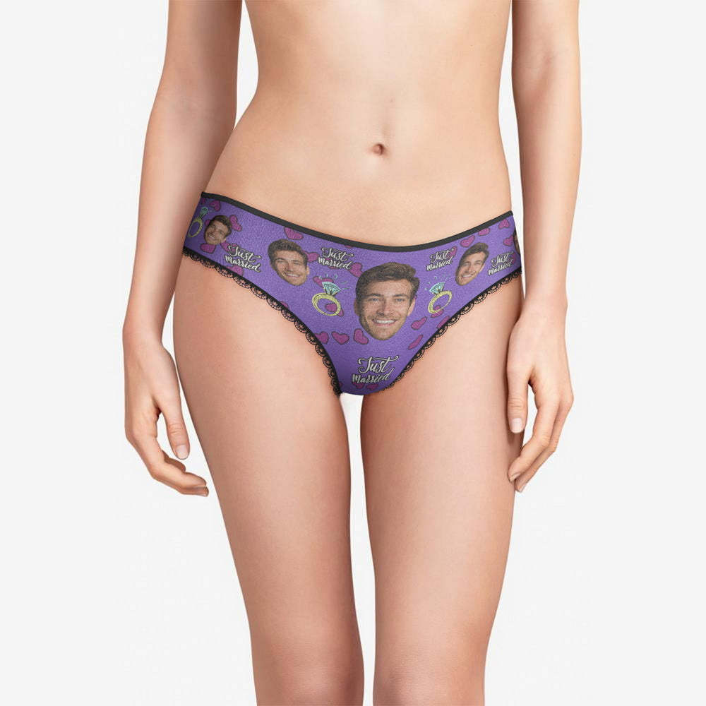 Custom Face Underwear Personalized Just Married Panties Gift for Her -
